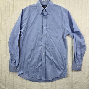 Ralph Lauren Men' Black Label Blue Dress Shirt Blue Slim Fit Stretch Size 15.5